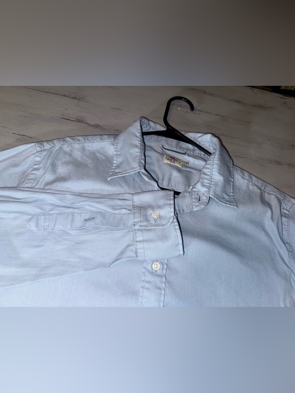 Faherty Mens L Blue Stretch Supima Cotton Long Sleeve Button Down Shirt
